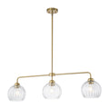 3 Light Linear Pendant Light Clear Ribbed Glass Shades Kitchen Island - product image 7 | Zenvolit