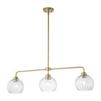3 Light Linear Pendant Light Clear Ribbed Glass Shades Kitchen Island - product image 7 | Zenvolit