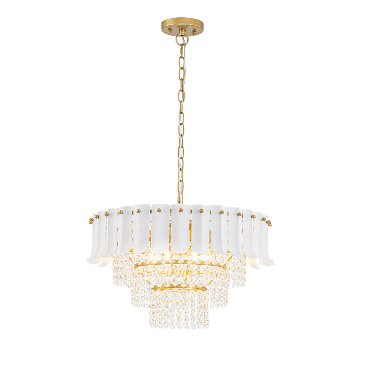 6 Light Ceramic Leaf Crystal Chandelier Modern Luxury Gold Pendant - product image 16 | Zenvolit