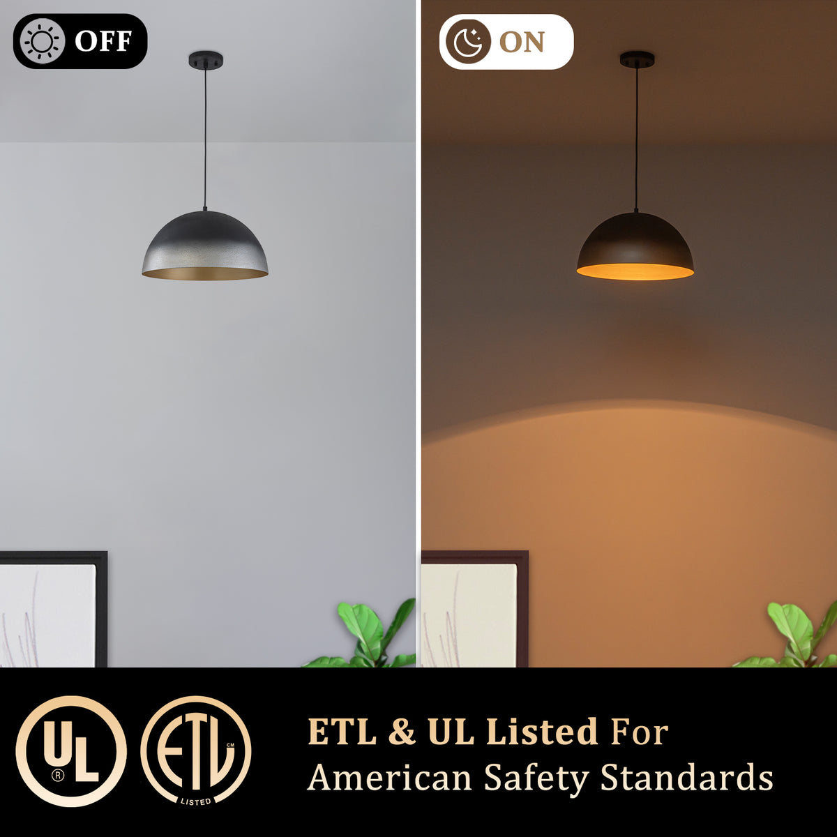 Black Pendant Light Dome Metal Shade Kitchen Island Dining Room - product image 7 | Zenvolit