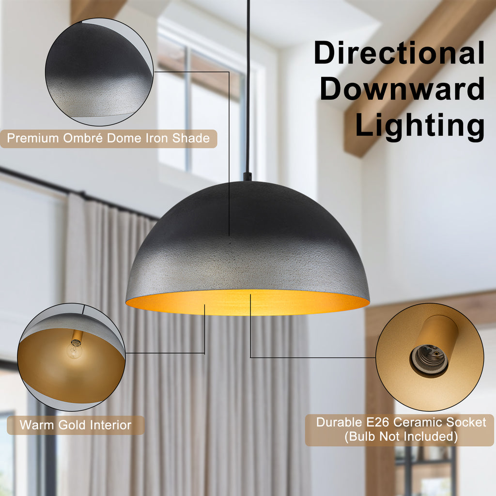 Black Pendant Light Dome Metal Shade Kitchen Island Dining Room - product image 10 | Zenvolit