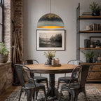 Black Gold & Patina Green Pendant Light Dome Metal Shade Kitchen - product image 4 | Zenvolit