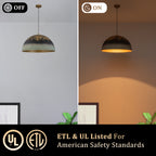 Black Gold & Patina Green Pendant Light Dome Metal Shade Kitchen - product image 7 | Zenvolit