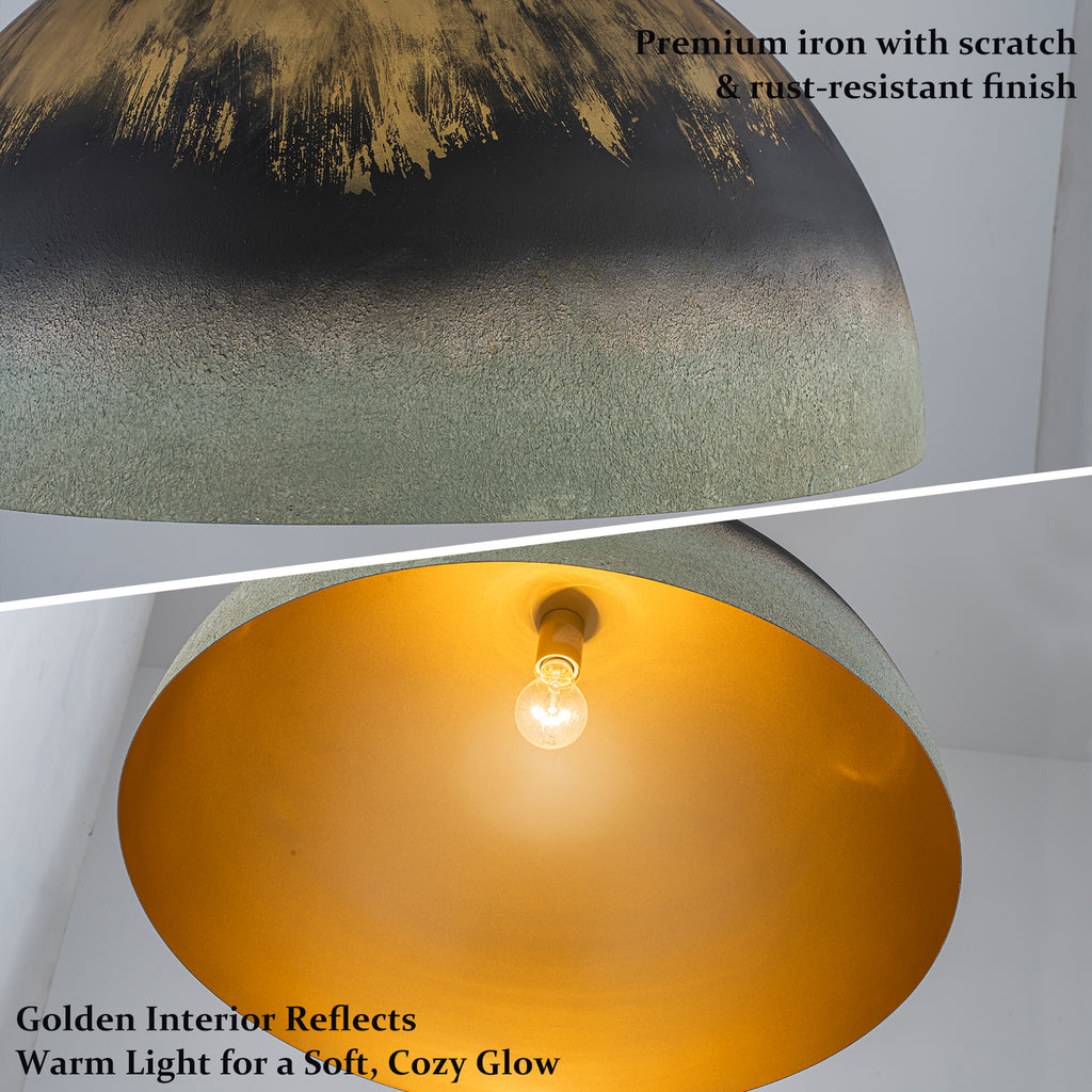Black Gold & Patina Green Pendant Light Dome Metal Shade Kitchen - product image 8 | Zenvolit