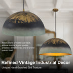Black Gold & Patina Green Pendant Light Dome Metal Shade Kitchen - product image 9 | Zenvolit
