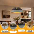 Black Gold & Patina Green Pendant Light Dome Metal Shade Kitchen - product image 10 | Zenvolit