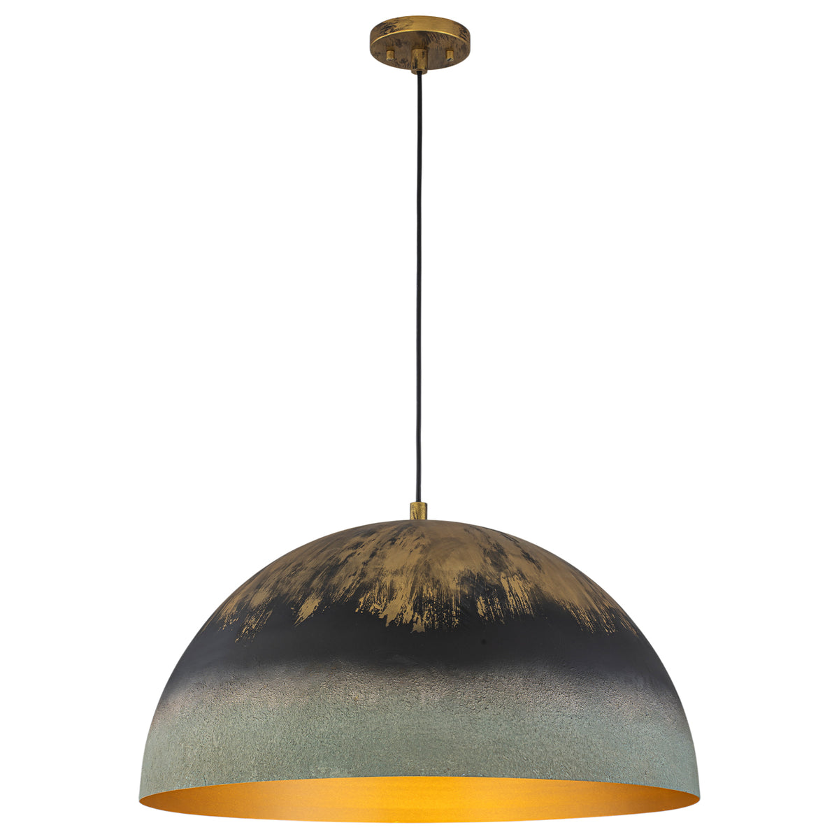 Black Gold & Patina Green Pendant Light Dome Metal Shade Kitchen - product image 11 | Zenvolit