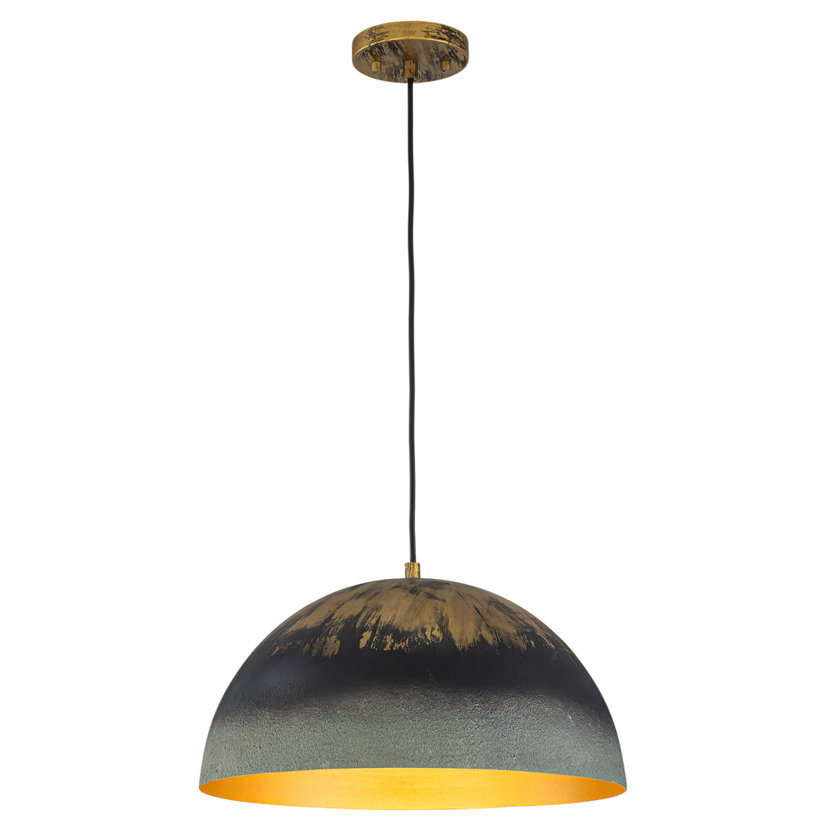 Black Gold & Patina Green Pendant Light Dome Metal Shade Kitchen - product image 11 | Zenvolit