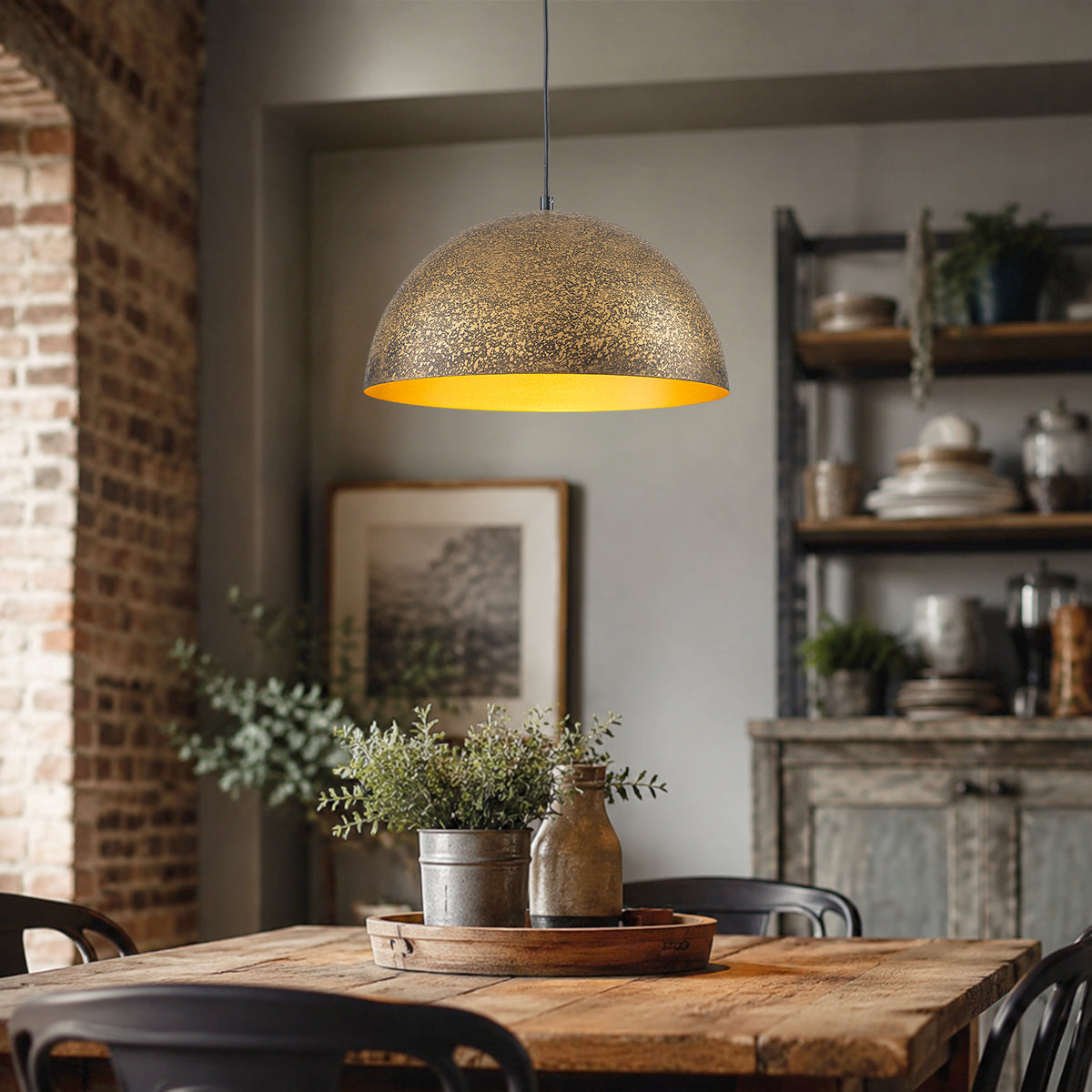 15.75 inch Industrial Dome Pendant Light Antique Bronze Metal Kitchen - product image 2 | Zenvolit