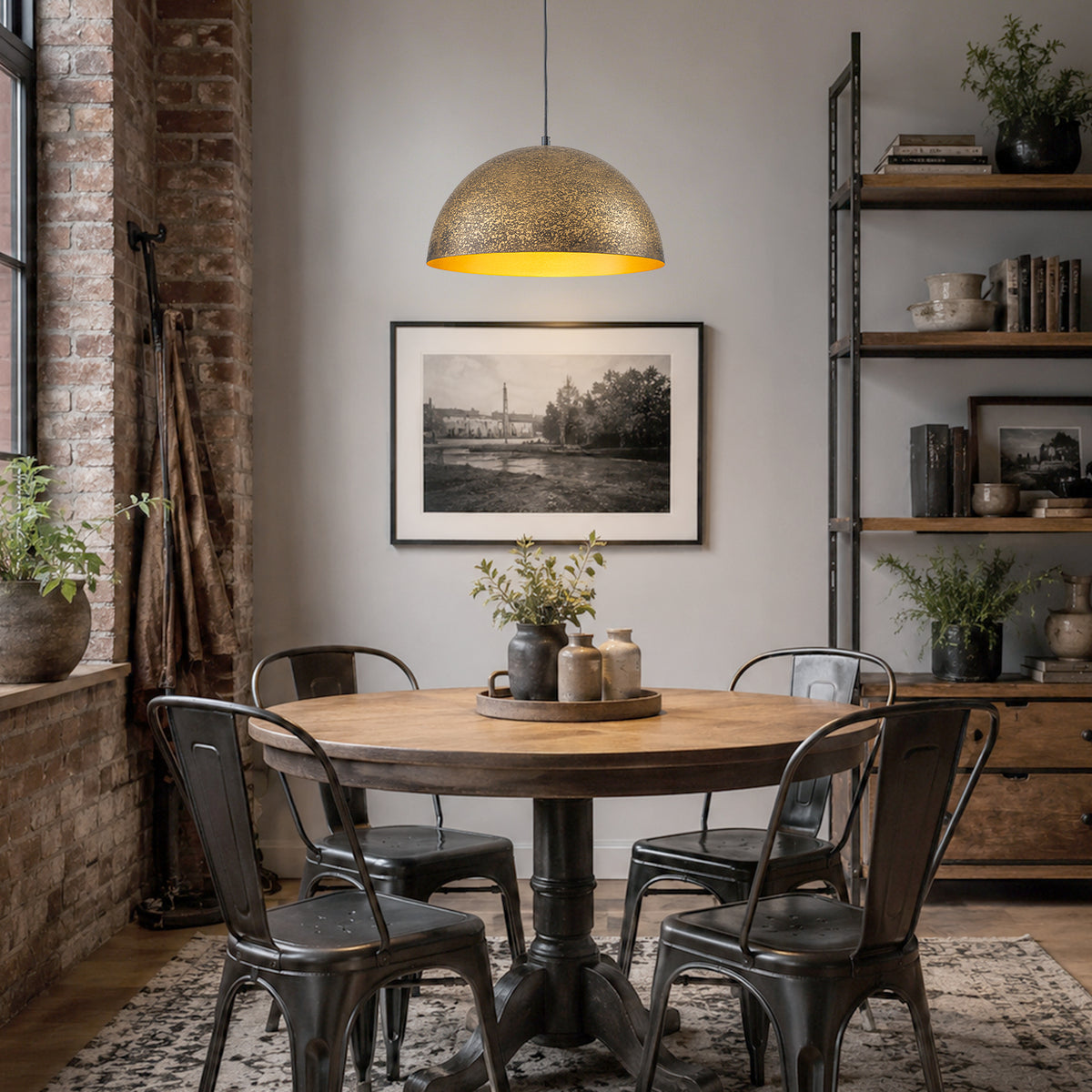 15.75 inch Industrial Dome Pendant Light Antique Bronze Metal Kitchen - product image 5 | Zenvolit