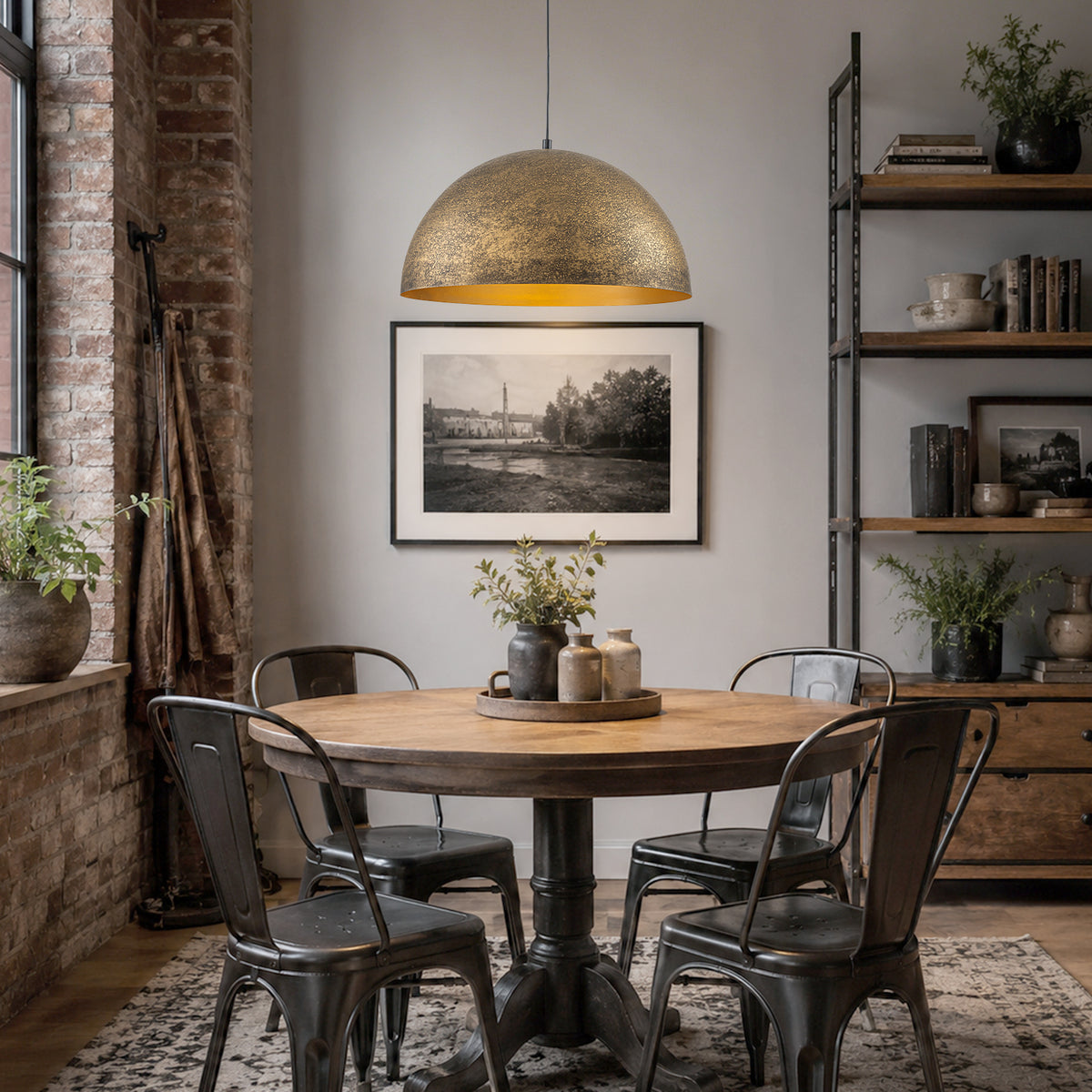 23.62 inch Industrial Dome Pendant Light Antique Bronze Metal Kitchen - product image 5 | Zenvolit