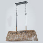 5 Light Rattan Chandelier Glass Shades Boho Pendant Light Kitchen - product image 3 | Zenvolit