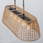 5 Light Rattan Chandelier Glass Shades Boho Pendant Light Kitchen - product image 4 | Zenvolit