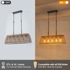 5 Light Rattan Chandelier Glass Shades Boho Pendant Light Kitchen - product image 8 | Zenvolit