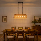5 Light Rattan Chandelier Glass Shades Boho Pendant Light Kitchen - product image 11 | Zenvolit