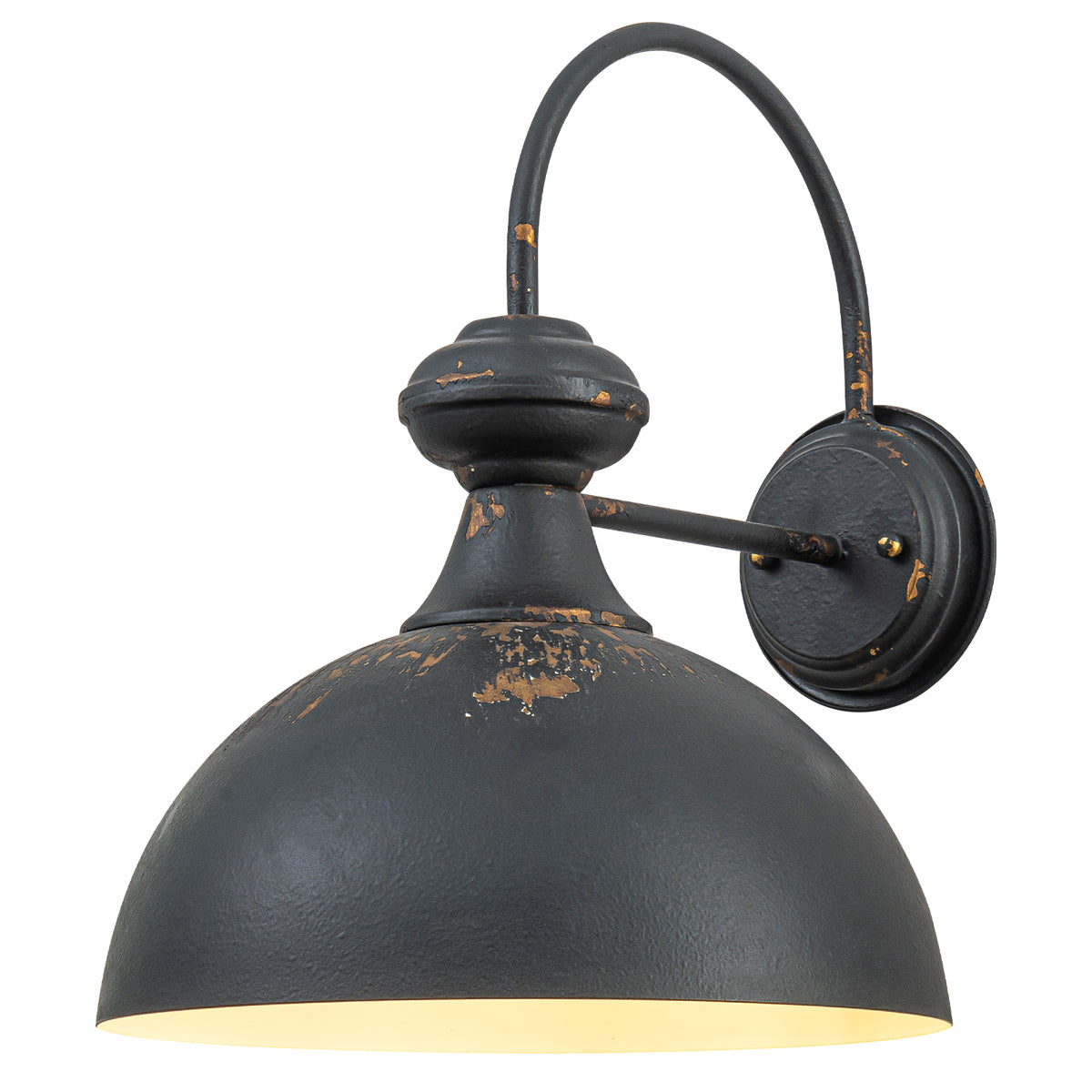 Farmhouse Distressed Black Wall Sconce Dome Metal Shade Hallway - product image 1 | Zenvolit