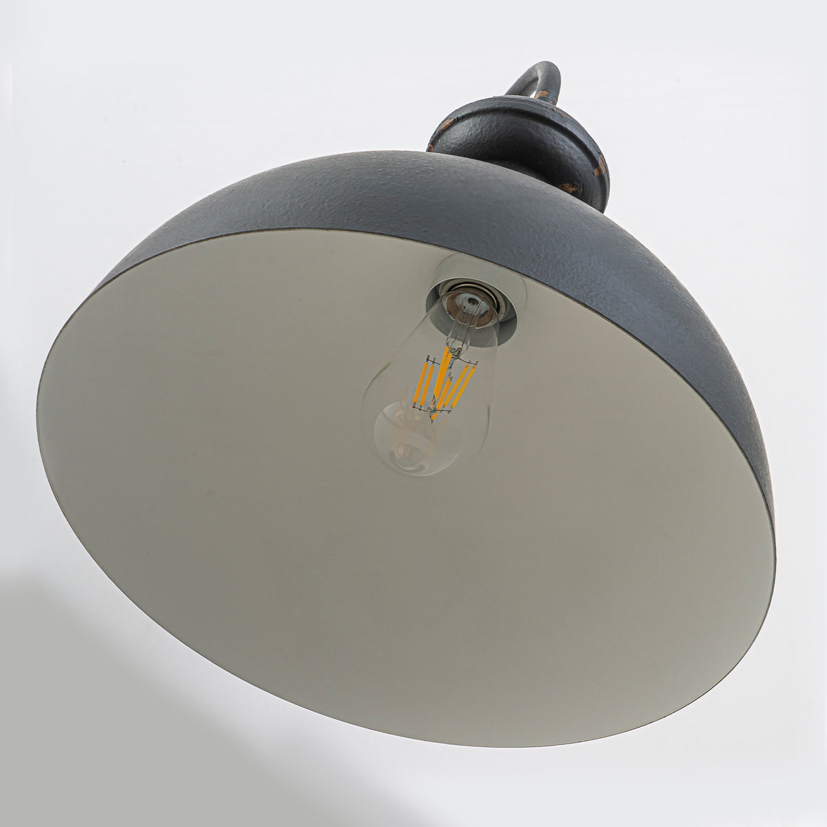 Farmhouse Distressed Black Wall Sconce Dome Metal Shade Hallway - product image 4 | Zenvolit