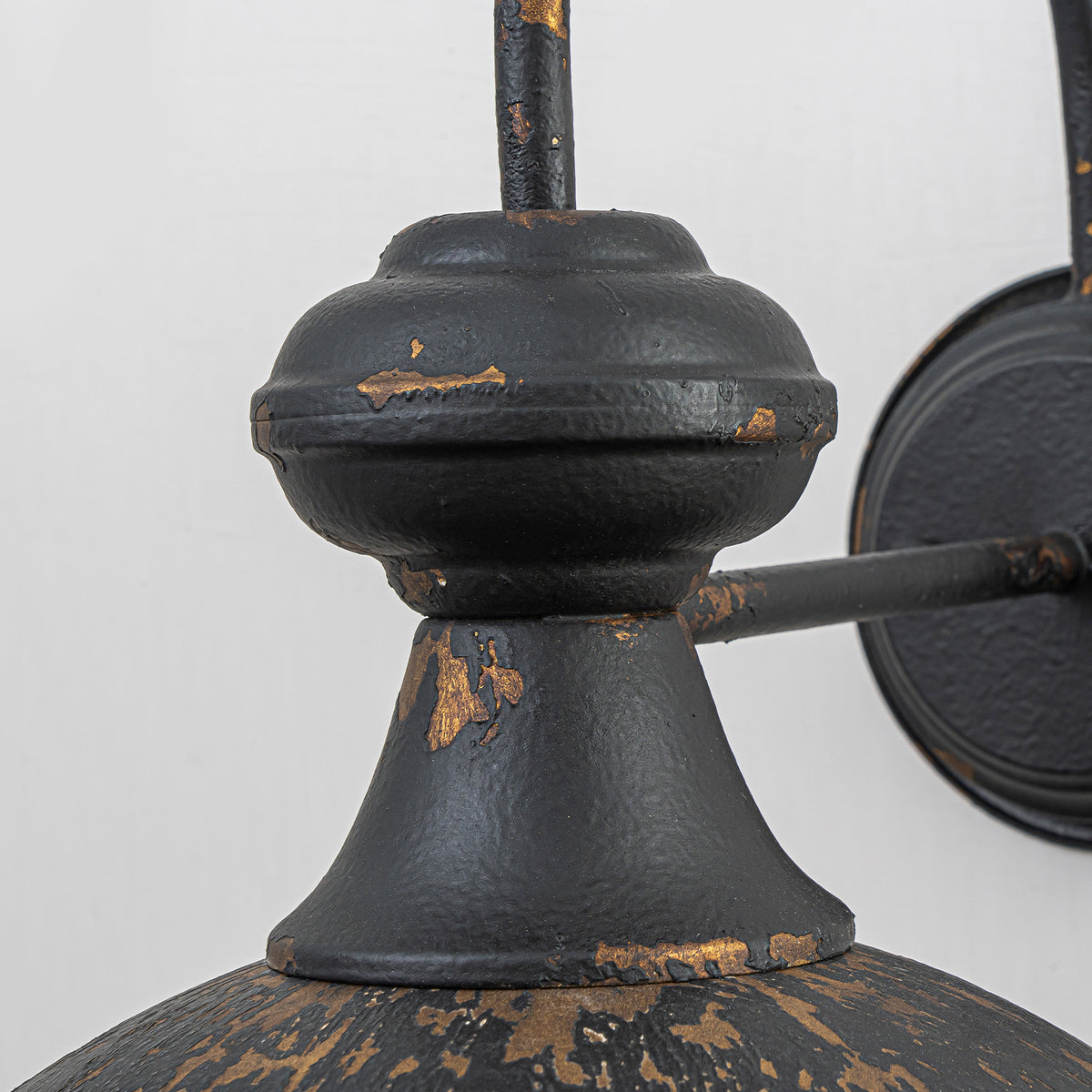Farmhouse Distressed Black Wall Sconce Dome Metal Shade Hallway - product image 5 | Zenvolit