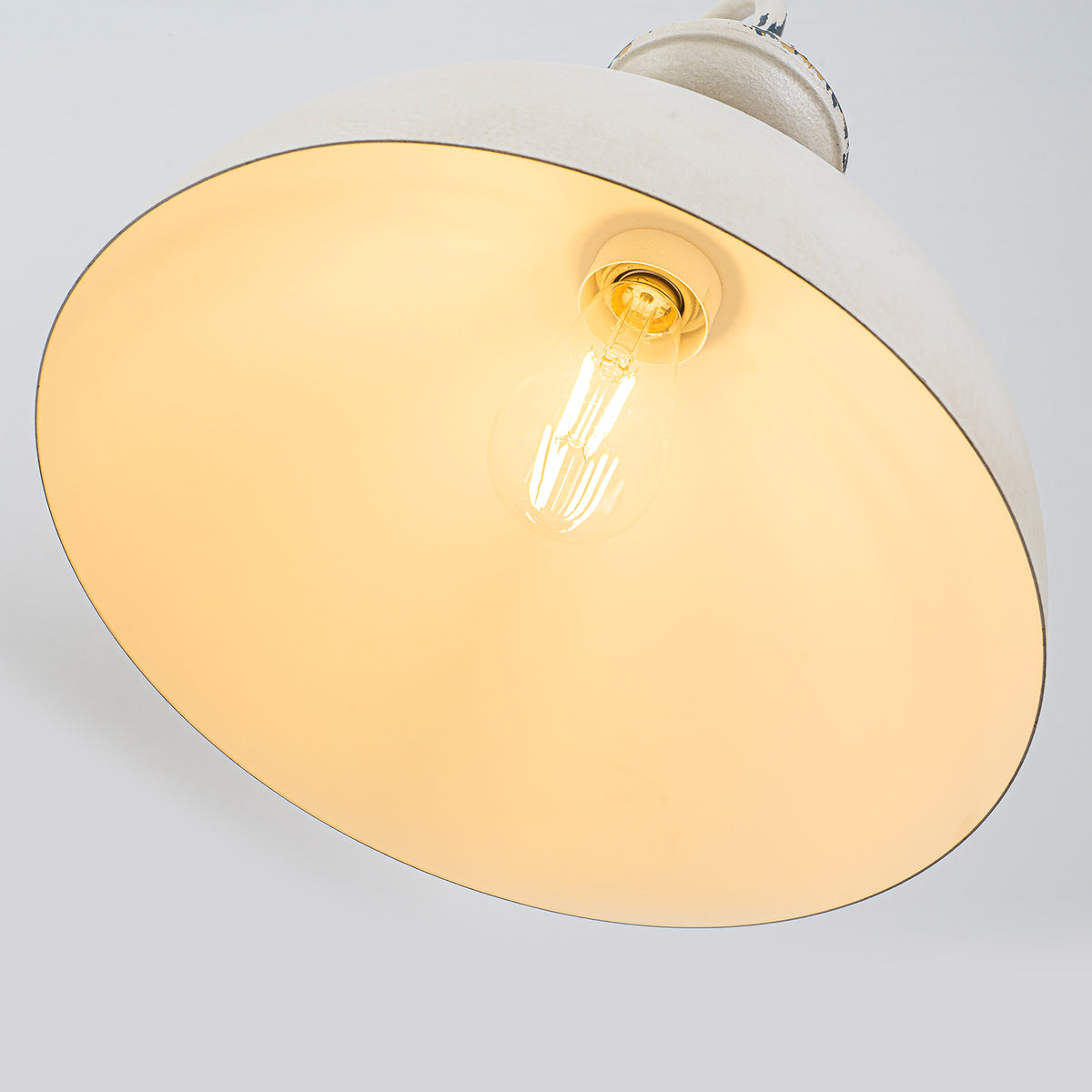 Farmhouse Distressed White Wall Sconce Dome Metal Shade Hallway - product image 3 | Zenvolit