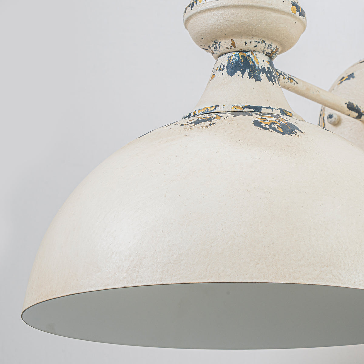 Farmhouse Distressed White Wall Sconce Dome Metal Shade Hallway - product image 4 | Zenvolit