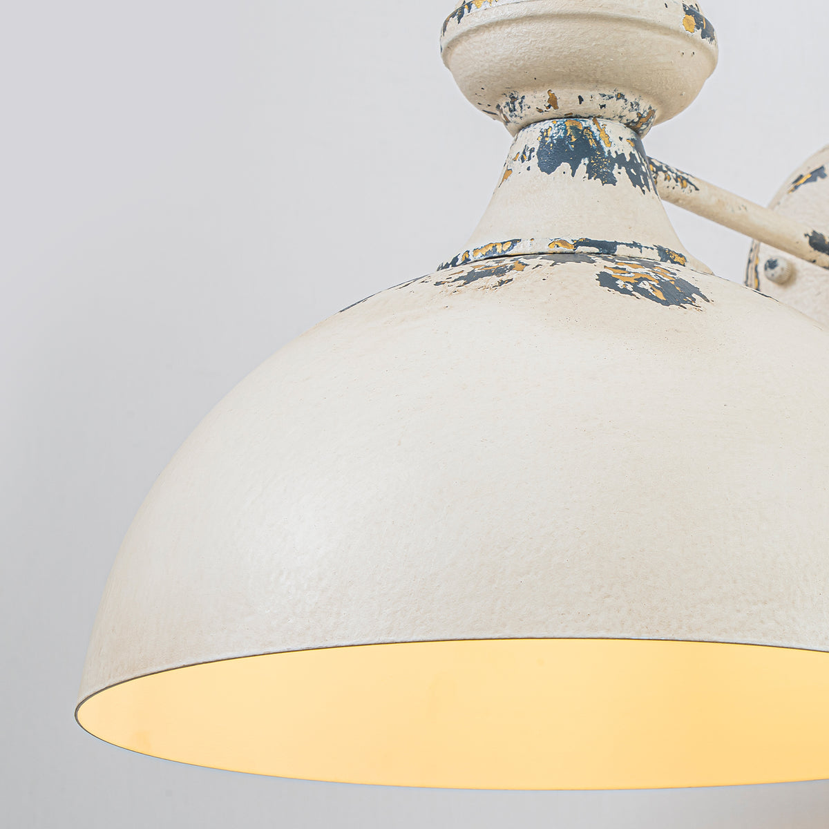 Farmhouse Distressed White Wall Sconce Dome Metal Shade Hallway - product image 5 | Zenvolit