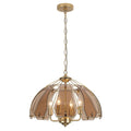 4-Light Brass Pendant Light Curved Amber Glass Shade Kitchen Island - product image 1 | Zenvolit