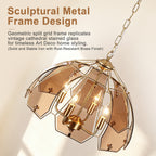 4-Light Brass Pendant Light Curved Amber Glass Shade Kitchen Island - product image 6 | Zenvolit