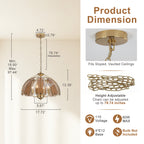 4-Light Brass Pendant Light Curved Amber Glass Shade Kitchen Island - product image 8 | Zenvolit