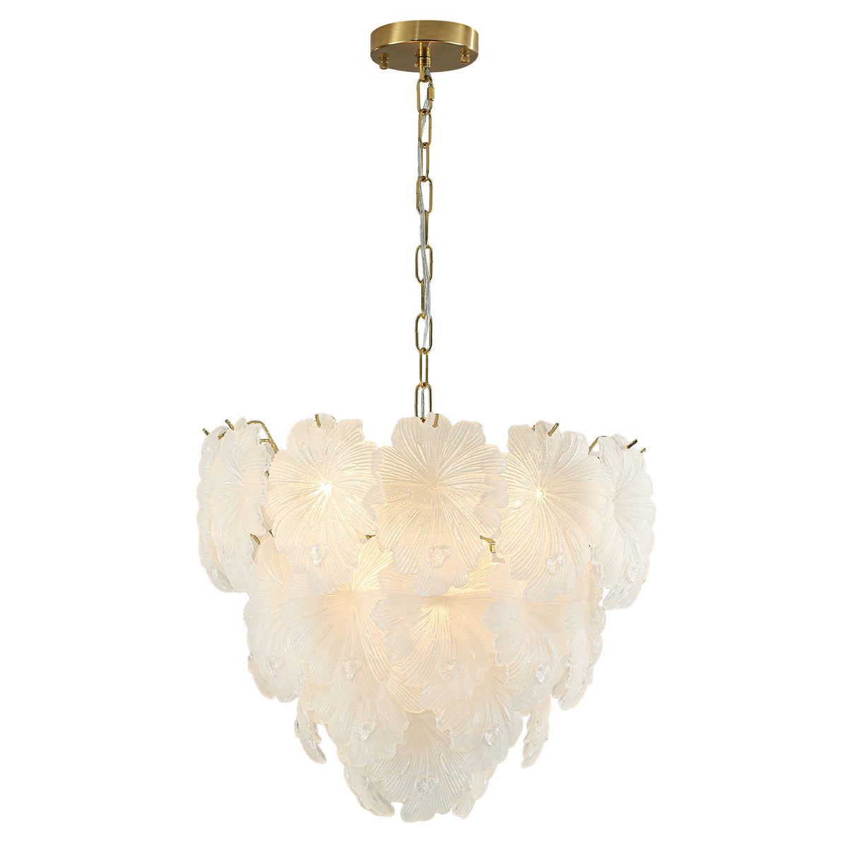 5-Light Gold Floral Chandelier Textured Glass Adjustable Pendant Light - product image 1 | Zenvolit
