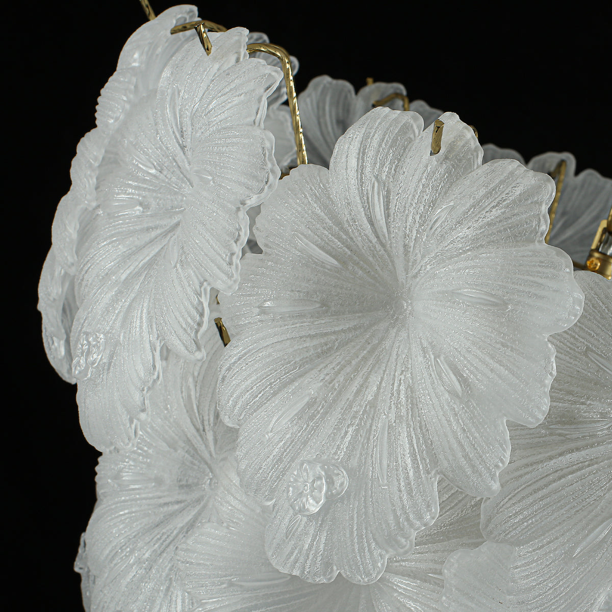 5-Light Gold Floral Chandelier Textured Glass Adjustable Pendant Light - product image 3 | Zenvolit