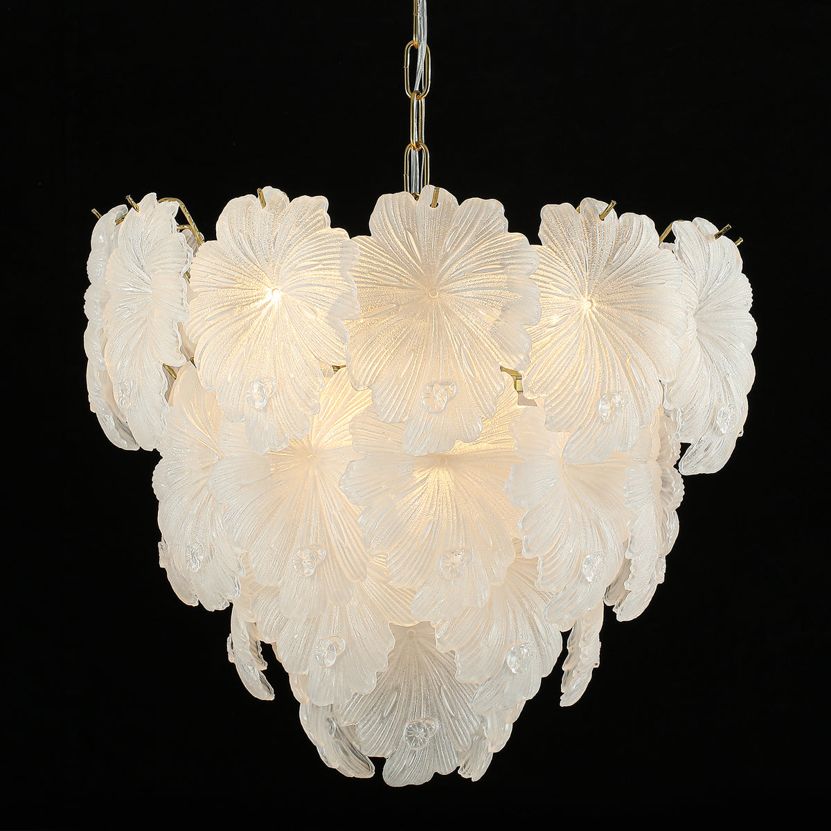 5-Light Gold Floral Chandelier Textured Glass Adjustable Pendant Light - product image 4 | Zenvolit