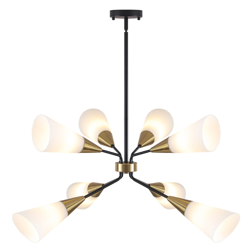 8-Light Sputnik Chandelier Milk Flared Glass Pendant Light Dining Room - product image 1 | Zenvolit
