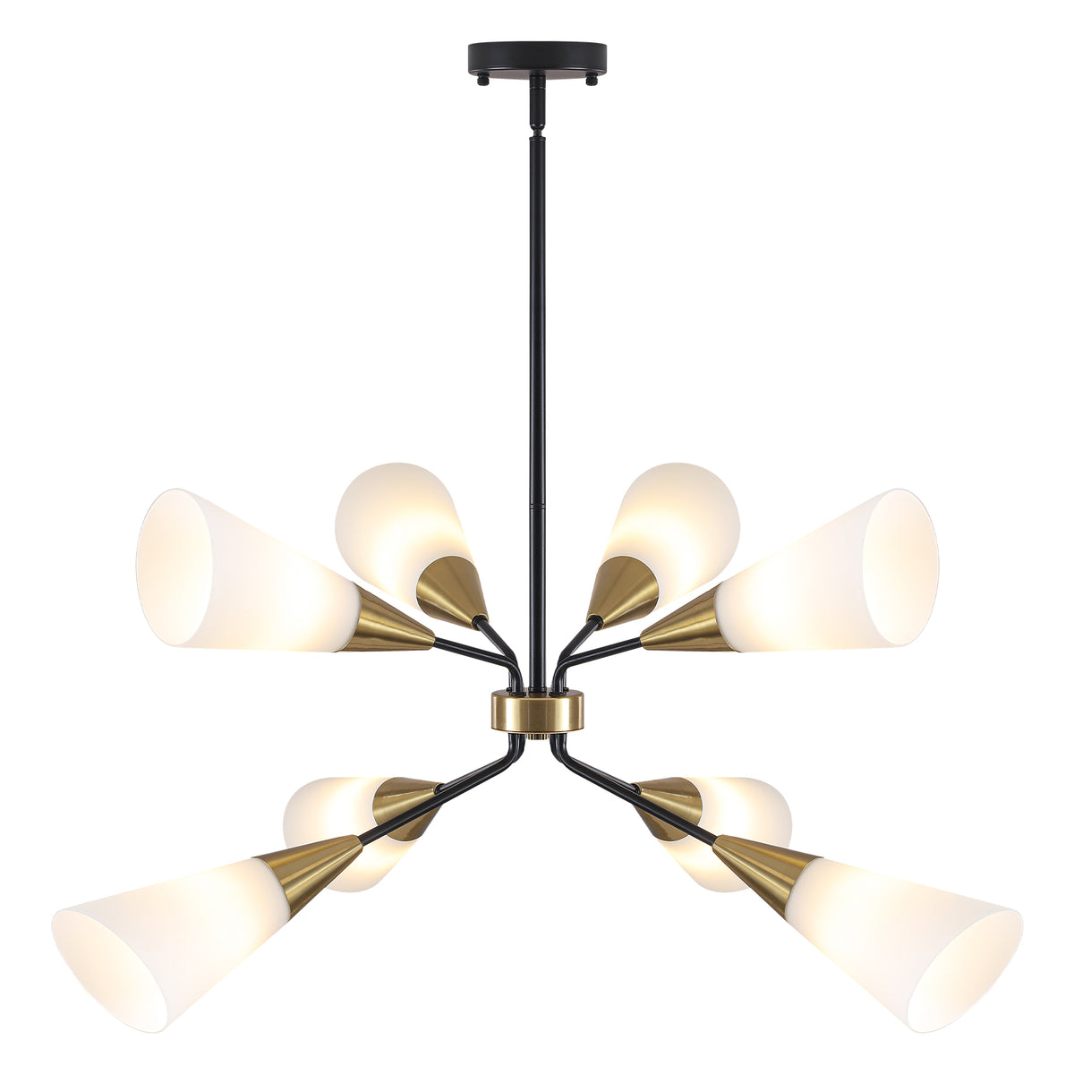 8-Light Sputnik Chandelier Milk Flared Glass Pendant Light Dining Room - product image 1 | Zenvolit