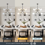 8-Light Sputnik Chandelier Milk Flared Glass Pendant Light Dining Room