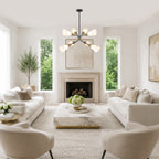 8-Light Sputnik Chandelier Milk Flared Glass Pendant Light Dining Room