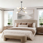 8-Light Sputnik Chandelier Milk Flared Glass Pendant Light Dining Room