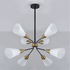 8-Light Sputnik Chandelier Milk Flared Glass Pendant Light Dining Room