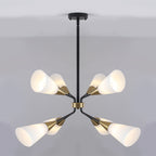 8-Light Sputnik Chandelier Milk Flared Glass Pendant Light Dining Room