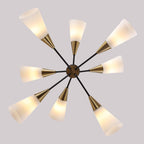 8-Light Sputnik Chandelier Milk Flared Glass Pendant Light Dining Room
