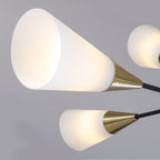 8-Light Sputnik Chandelier Milk Flared Glass Pendant Light Dining Room