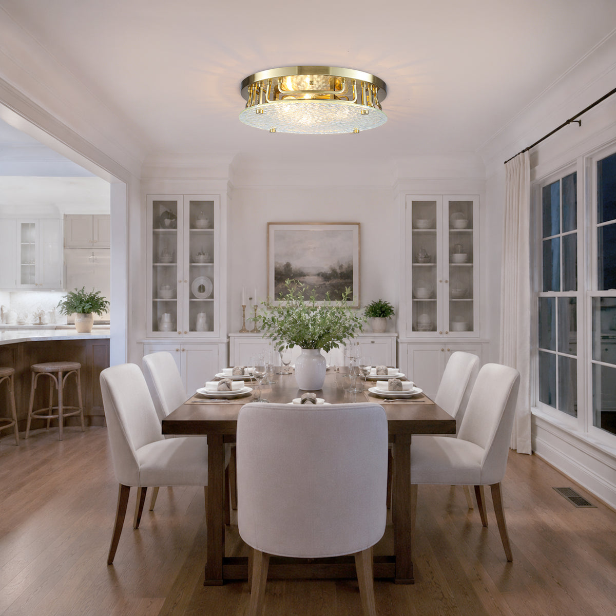 Modern 3-Light Flush Mount Ceiling Light Water Ripple Glass Lighting - product image 5 | Zenvolit