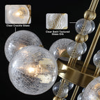 6 Light Crackle Glass Chandelier Clear Glass Globes Modern Dining