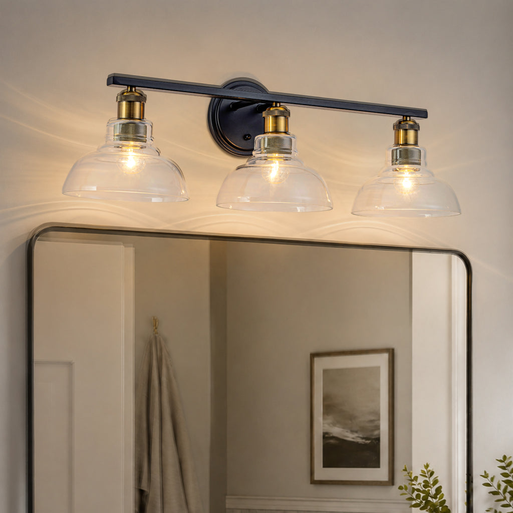 3-Light Bathroom Vanity Light Modern Clear Schoolhouse Glass Shades - product image 1 | Zenvolit