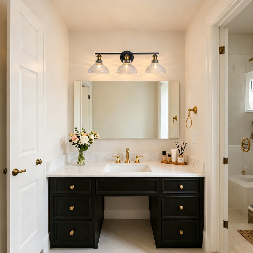 3-Light Bathroom Vanity Light Modern Clear Schoolhouse Glass Shades - product image 2 | Zenvolit
