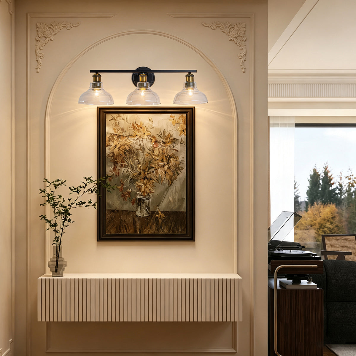 3-Light Bathroom Vanity Light Modern Clear Schoolhouse Glass Shades - product image 4 | Zenvolit