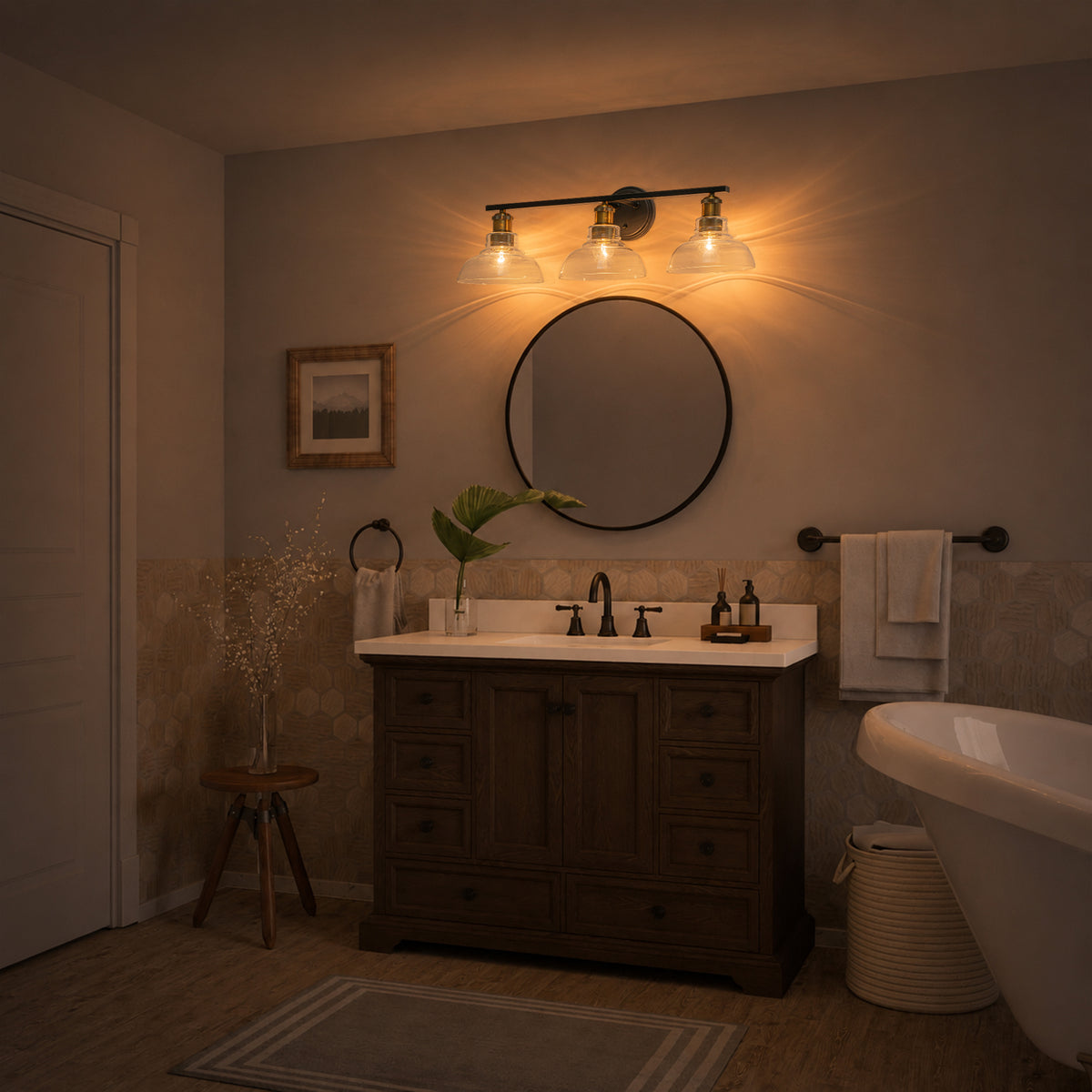 3-Light Bathroom Vanity Light Modern Clear Schoolhouse Glass Shades - product image 6 | Zenvolit