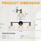 3-Light Bathroom Vanity Light Modern Clear Schoolhouse Glass Shades - product image 9 | Zenvolit
