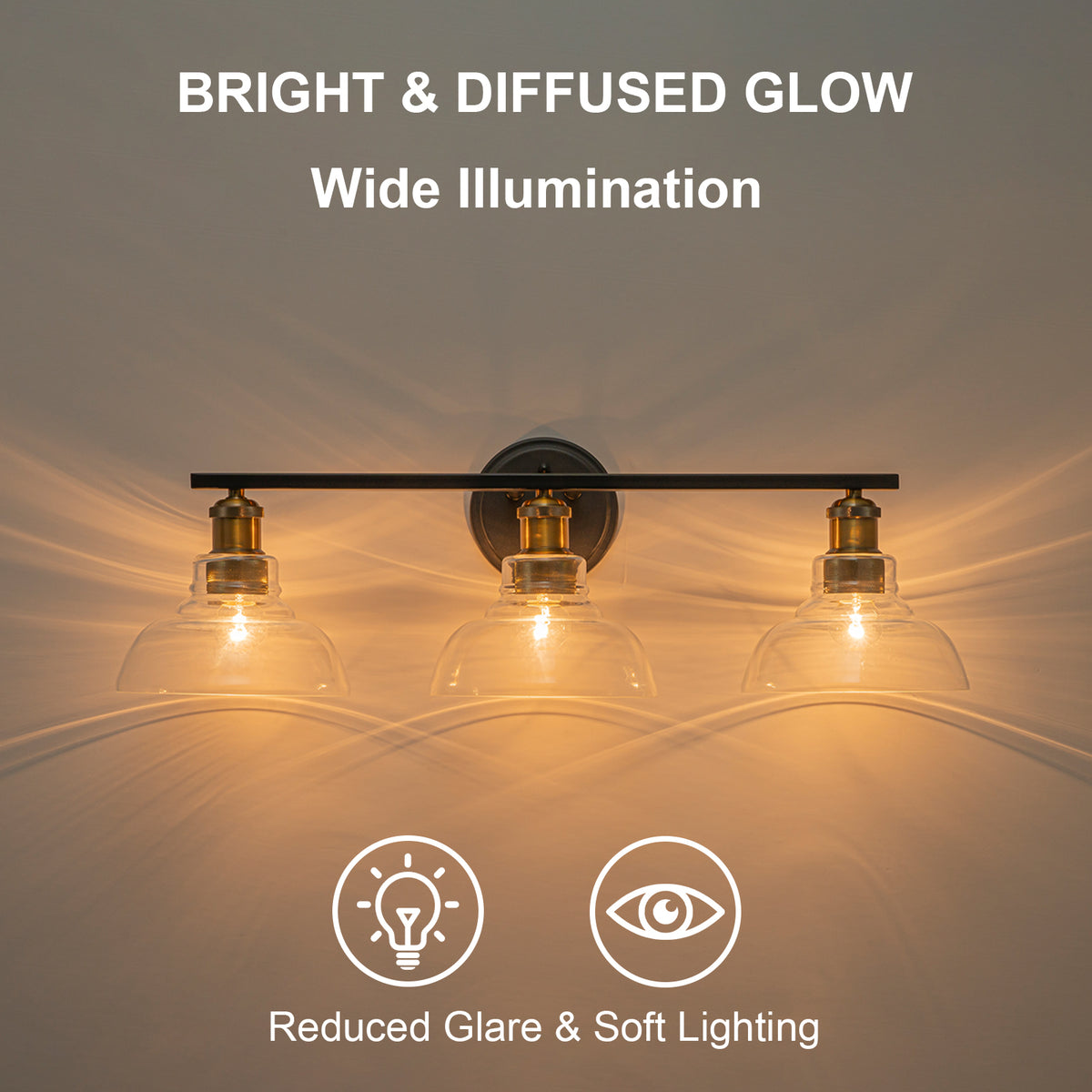 3-Light Bathroom Vanity Light Modern Clear Schoolhouse Glass Shades - product image 10 | Zenvolit