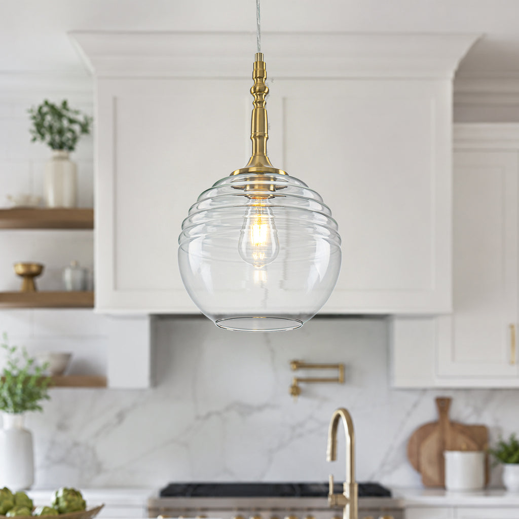 Clear Glass Globe Pendant Light Modern Transitional Hanging Light - product image 2 | Zenvolit