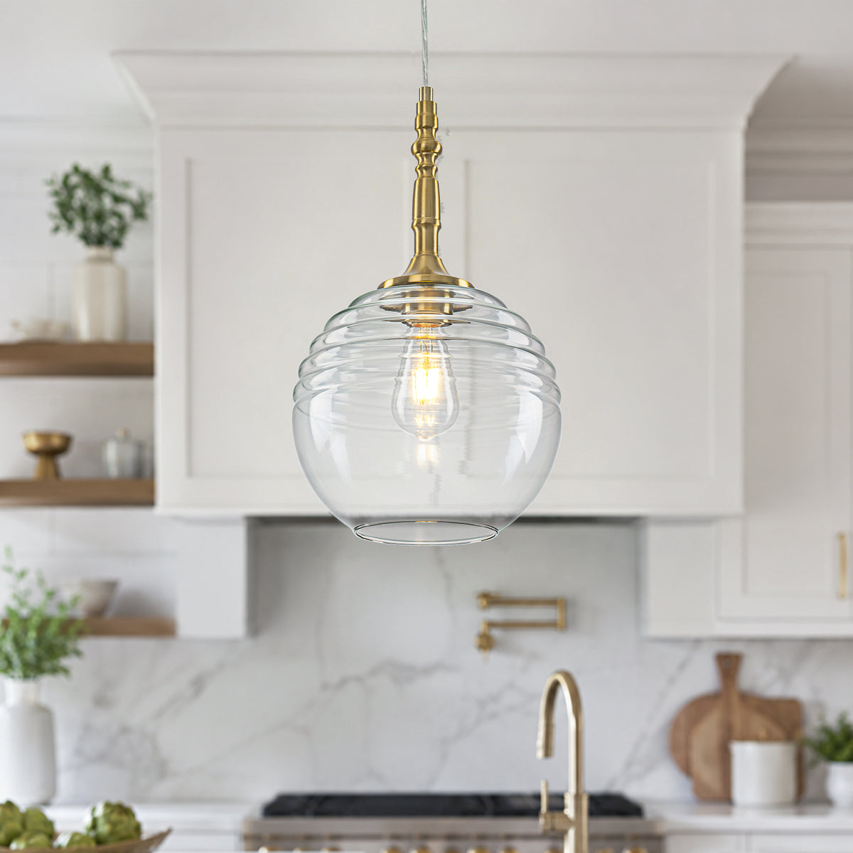 Clear Glass Globe Pendant Light Modern Transitional Hanging Light - product image 2 | Zenvolit